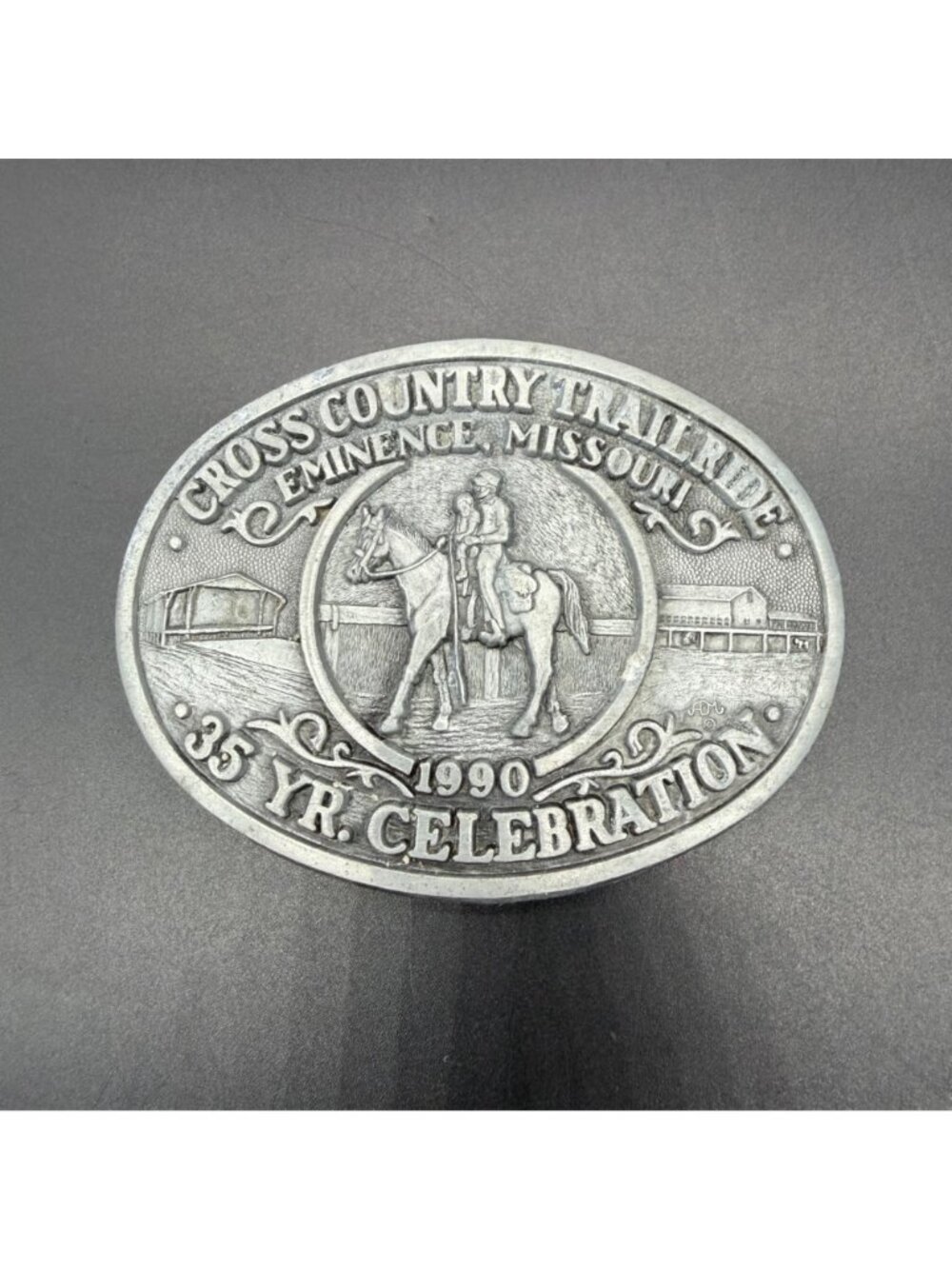Vintage Belt Buckle Cross Country Trail Ride Eminence Missouri Western Cowboy - Picture 2 of 10